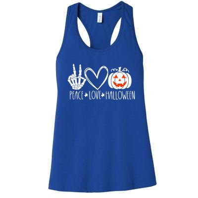 Peace Love Halloween Pumpkin Teen Jackolantern Gift Women's Racerback Tank