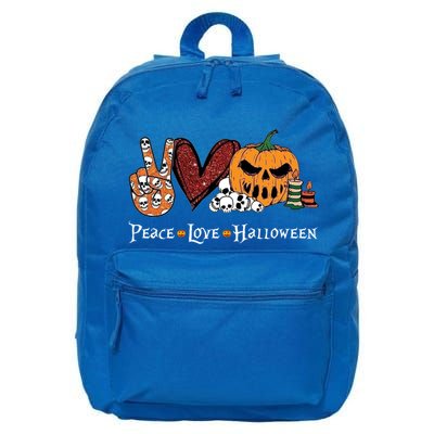 Peace Love Halloween Pumpkin Skull Funny Halloween Costume Gift 16 in Basic Backpack