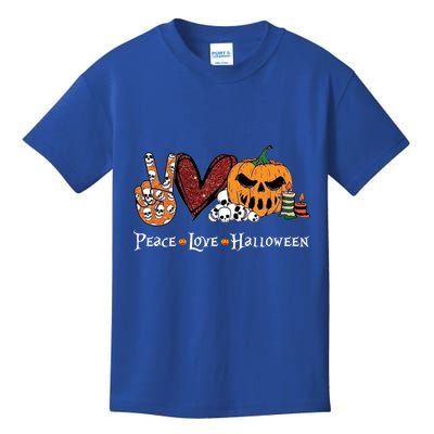 Peace Love Halloween Pumpkin Skull Funny Halloween Costume Gift Kids T-Shirt