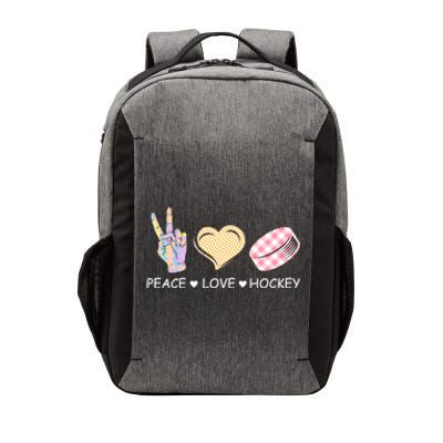 Peace Love Hockey Retro Ice Hockey Player Puck Lover Gift Vector Backpack