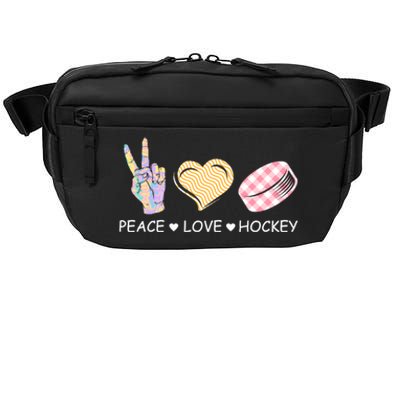 Peace Love Hockey Retro Ice Hockey Player Puck Lover Gift Crossbody Pack