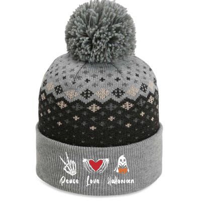 Peace Love Halloween Skeleton Hand Heart Gift The Baniff Cuffed Pom Beanie