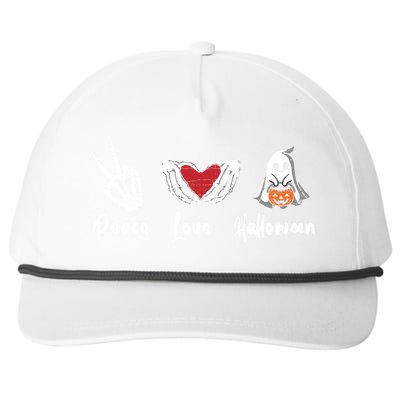 Peace Love Halloween Skeleton Hand Heart Gift Snapback Five-Panel Rope Hat