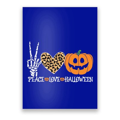 Peace Love Halloween Skeleton Hand Pumpkin Leopard Heart Cool Gift Poster