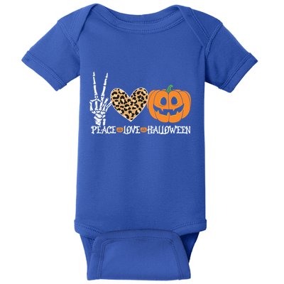 Peace Love Halloween Skeleton Hand Pumpkin Leopard Heart Cool Gift Baby Bodysuit