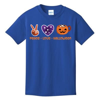 Peace Love Halloween Spirit Spooky Pumpkin Cocoa Tea Cool Gift Kids T-Shirt