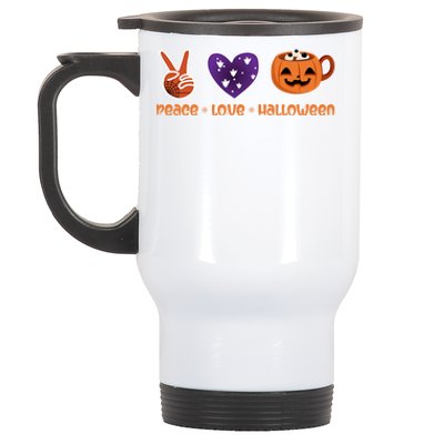 Peace Love Halloween Spirit Spooky Pumpkin Cocoa Tea Cool Gift Stainless Steel Travel Mug