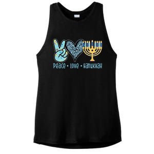 Peace Love Hanukkah Ladies PosiCharge Tri-Blend Wicking Tank