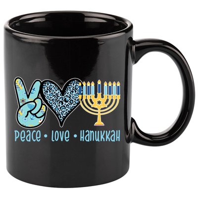 Peace Love Hanukkah 11oz C Handle Ceramic Mug