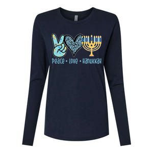 Peace Love Hanukkah Womens Cotton Relaxed Long Sleeve T-Shirt