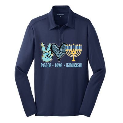 Peace Love Hanukkah Silk Touch Performance Long Sleeve Polo