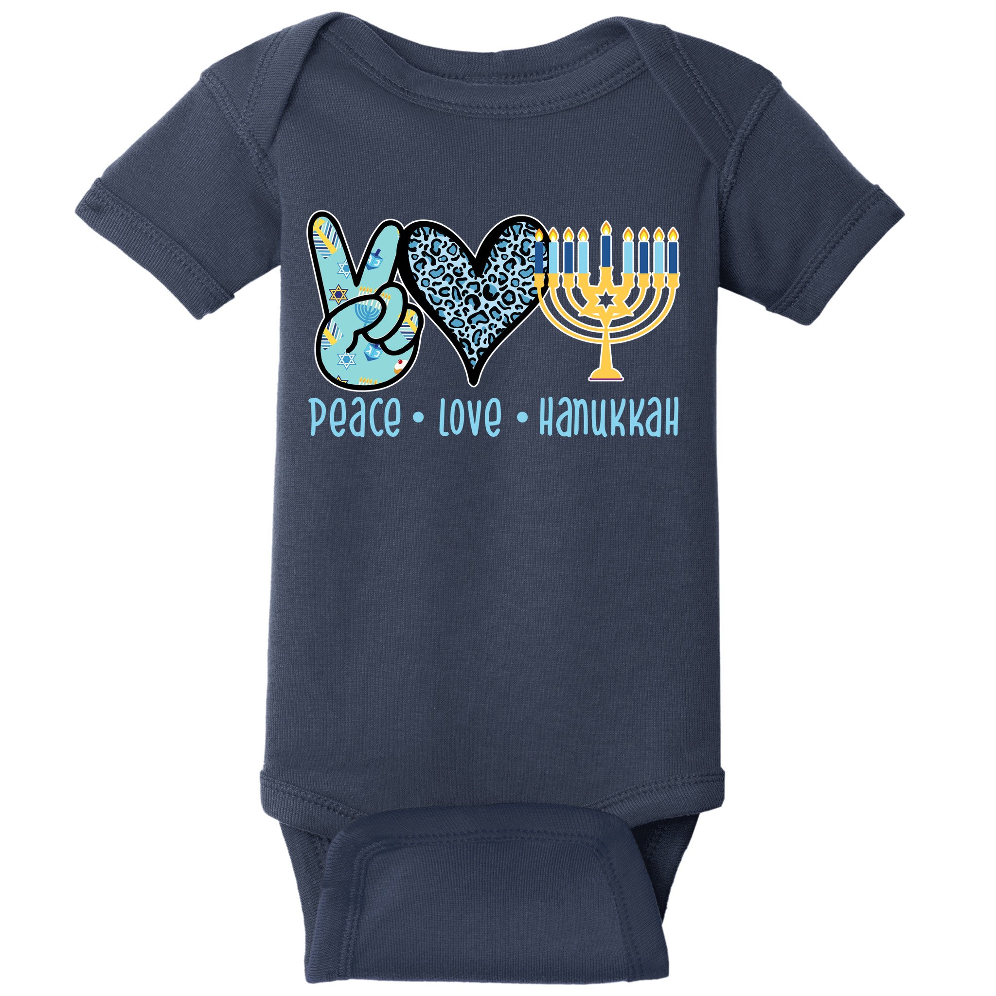 Peace Love Hanukkah Baby Bodysuit