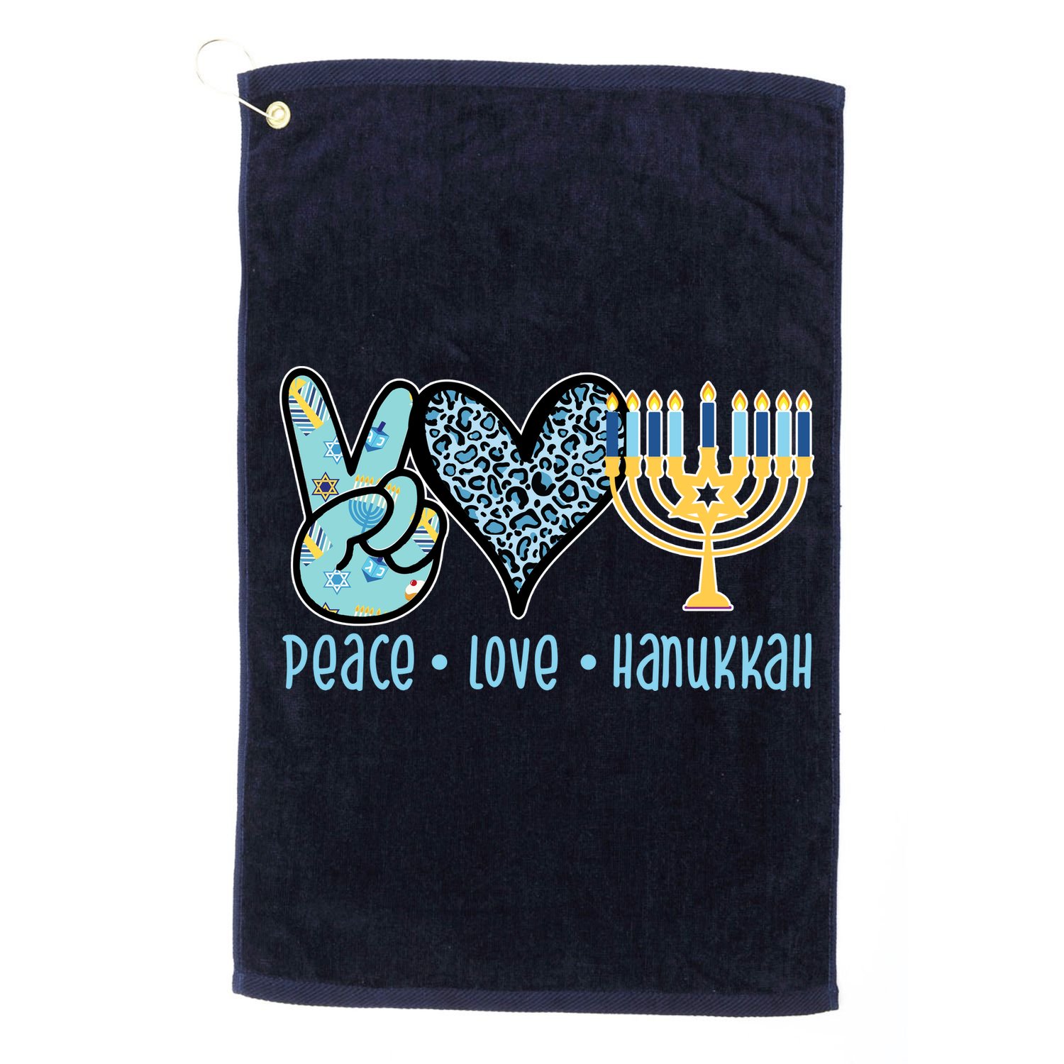 Peace Love Hanukkah Golf Towel
