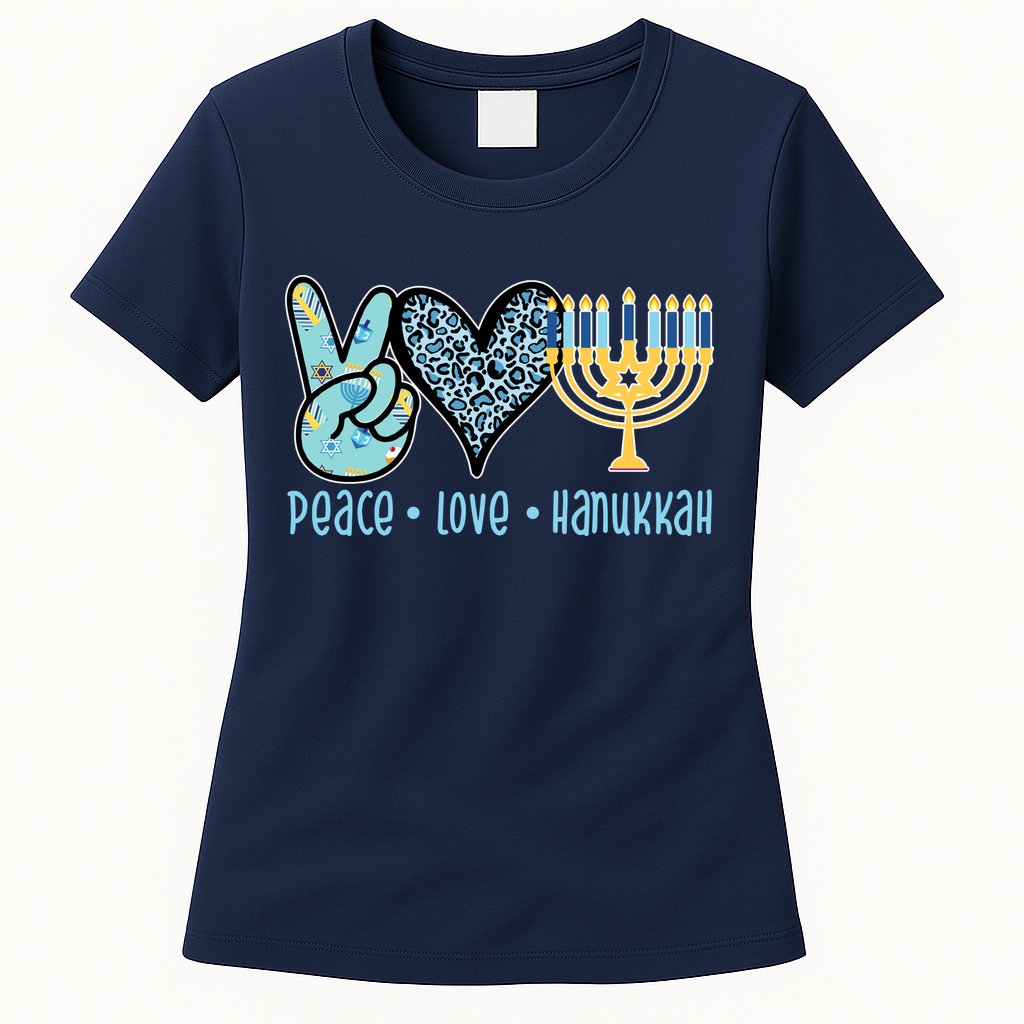 Peace Love Hanukkah Womens T-Shirt