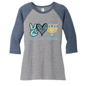 Peace Love Hanukkah Women's Tri-Blend 3/4-Sleeve Raglan Shirt