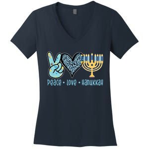 Peace Love Hanukkah Women's V-Neck T-Shirt