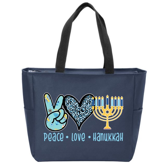 Peace Love Hanukkah Zip Tote Bag