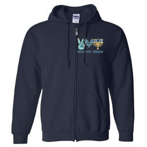 Peace Love Hanukkah Full Zip Hoodie