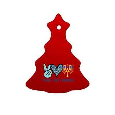 Peace Love Hanukkah Ceramic Tree Ornament