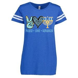 Peace Love Hanukkah Enza Ladies Jersey Football T-Shirt