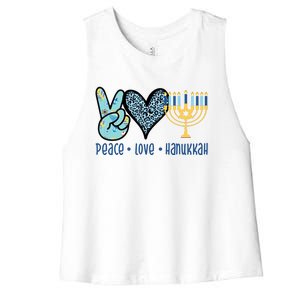 Peace Love Hanukkah Women's Racerback Cropped Tank