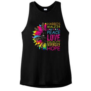 Peace Lgbt Harris Walz Waltz Ladies PosiCharge Tri-Blend Wicking Tank