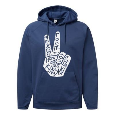 Peace Love Hope Unity Day Orange Anti Bullying Performance Fleece Hoodie