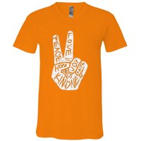 Peace Love Hope Unity Day Orange Anti Bullying V-Neck T-Shirt