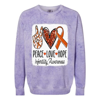 Peace Love Hope Infertility Awareness Orange Ribbon Colorblast Crewneck Sweatshirt