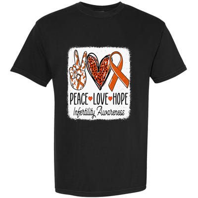 Peace Love Hope Infertility Awareness Orange Ribbon Garment-Dyed Heavyweight T-Shirt