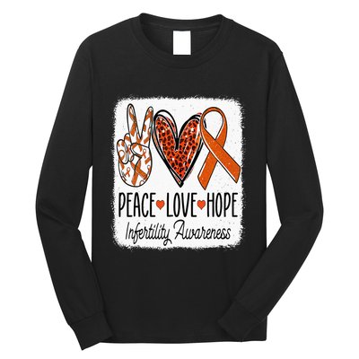 Peace Love Hope Infertility Awareness Orange Ribbon Long Sleeve Shirt