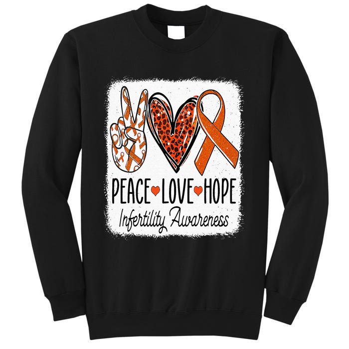 Peace Love Hope Infertility Awareness Orange Ribbon Sweatshirt