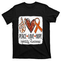 Peace Love Hope Infertility Awareness Orange Ribbon T-Shirt