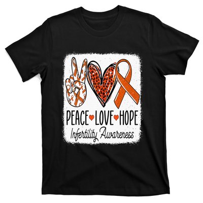 Peace Love Hope Infertility Awareness Orange Ribbon T-Shirt