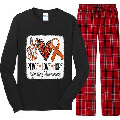 Peace Love Hope Infertility Awareness Orange Ribbon Long Sleeve Pajama Set