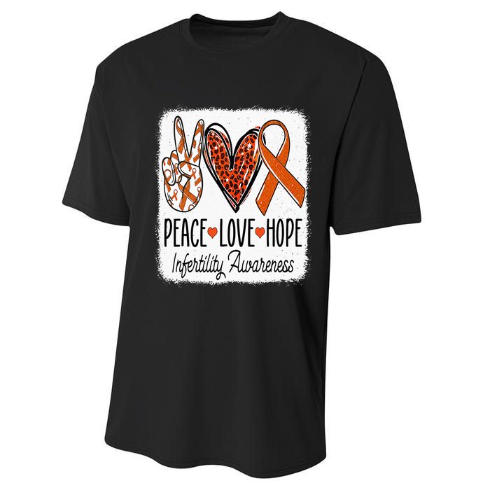 Peace Love Hope Infertility Awareness Orange Ribbon Performance Sprint T-Shirt