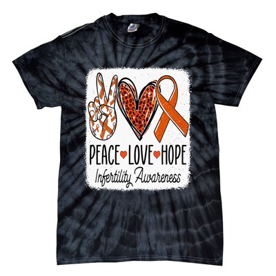 Peace Love Hope Infertility Awareness Orange Ribbon Tie-Dye T-Shirt