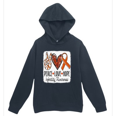 Peace Love Hope Infertility Awareness Orange Ribbon Urban Pullover Hoodie