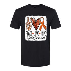 Peace Love Hope Infertility Awareness Orange Ribbon Softstyle CVC T-Shirt