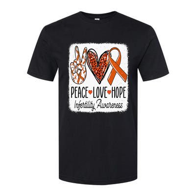 Peace Love Hope Infertility Awareness Orange Ribbon Softstyle CVC T-Shirt