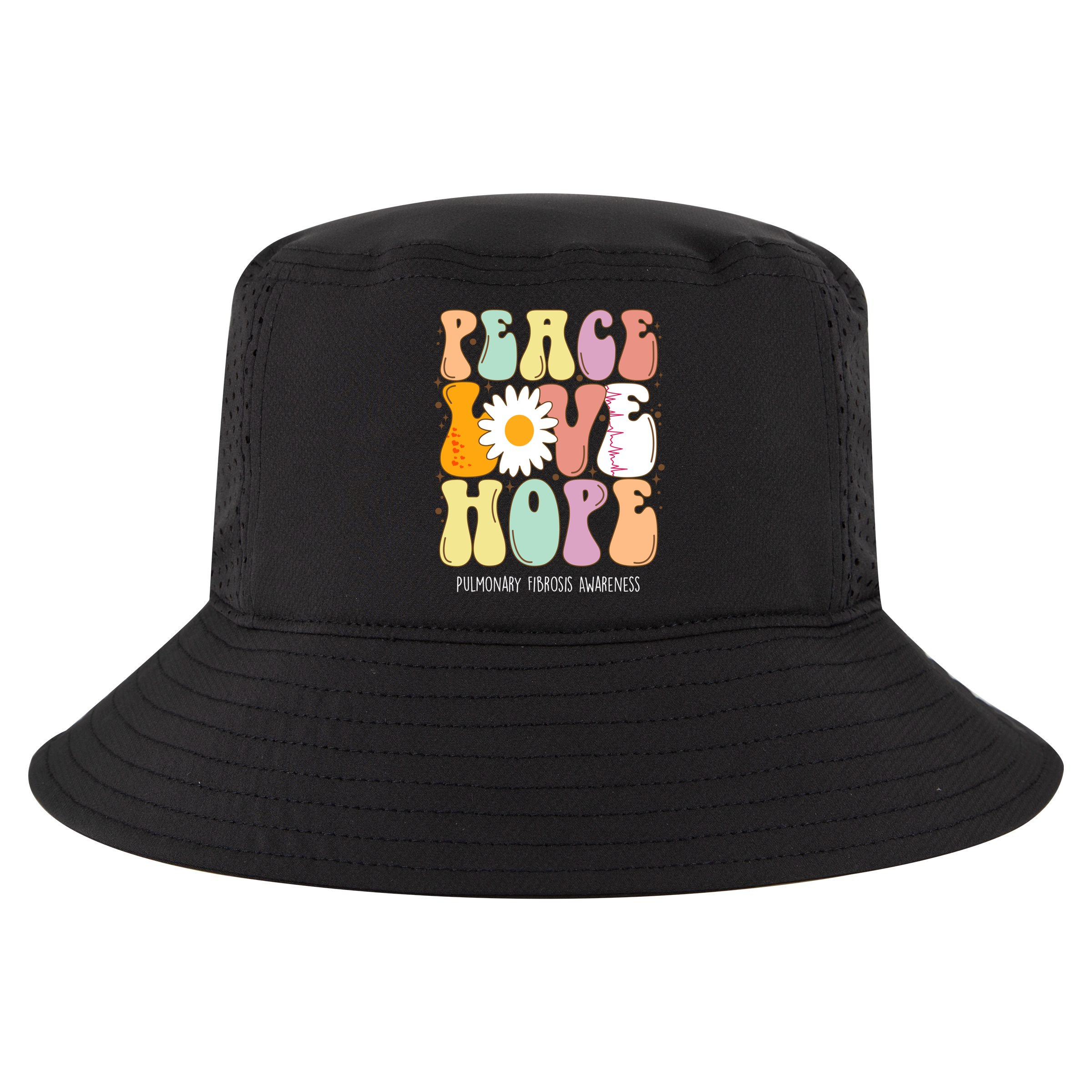 Peace Love Hope Pulmonary Fibrosis Awareness Gift Cool Comfort Performance Bucket Hat