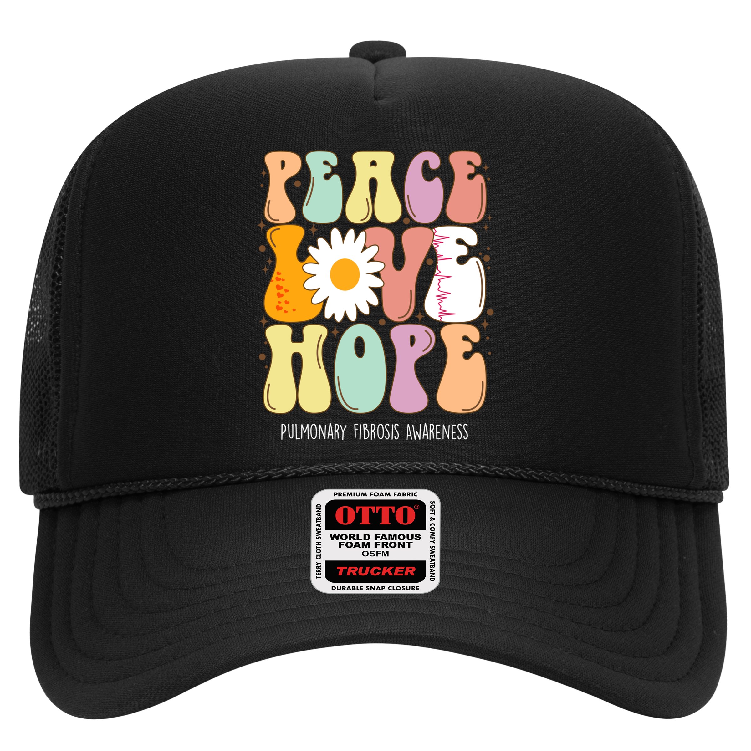 Peace Love Hope Pulmonary Fibrosis Awareness Gift Hat