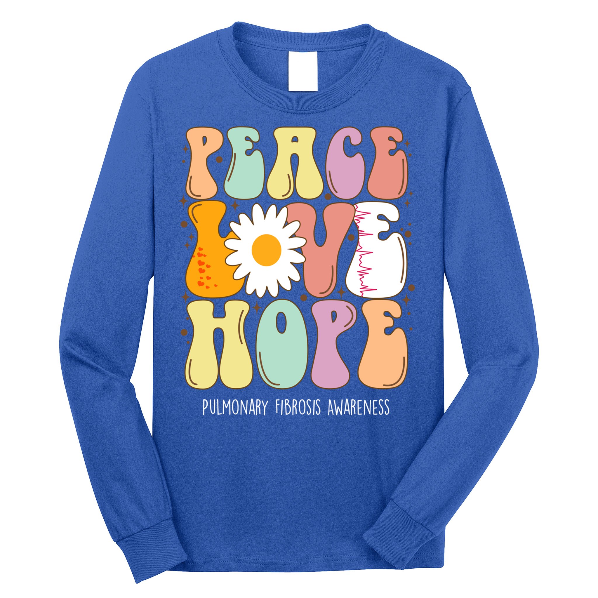 Peace Love Hope Pulmonary Fibrosis Awareness Gift Long Sleeve Shirt