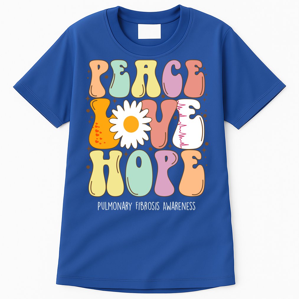 Peace Love Hope Pulmonary Fibrosis Awareness Gift Tall T-Shirt