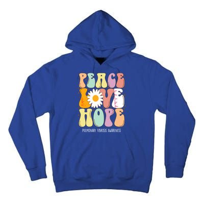Peace Love Hope Pulmonary Fibrosis Awareness Gift Tall Hoodie