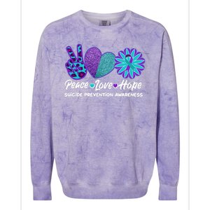 Peace Love Hope Suicide Prevention Awareness Colorblast Crewneck Sweatshirt