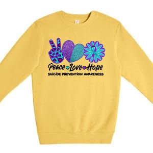 Peace Love Hope Suicide Prevention Awareness Premium Crewneck Sweatshirt