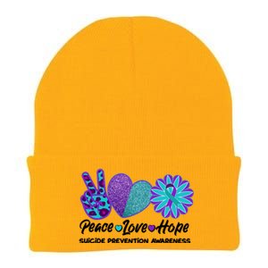 Peace Love Hope Suicide Prevention Awareness Knit Cap Winter Beanie