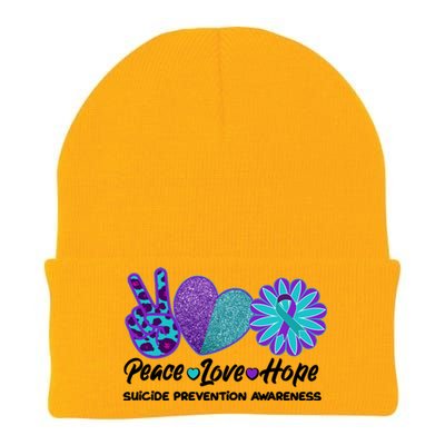 Peace Love Hope Suicide Prevention Awareness Knit Cap Winter Beanie