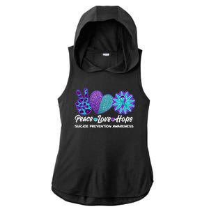 Peace Love Hope Suicide Prevention Awareness Ladies PosiCharge Tri-Blend Wicking Draft Hoodie Tank